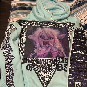Custom LUX BLK Dark Crystal Deet gelfling Fantasy Jim Henson glitter puff hoodie
